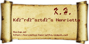 Körösztös Henrietta névjegykártya